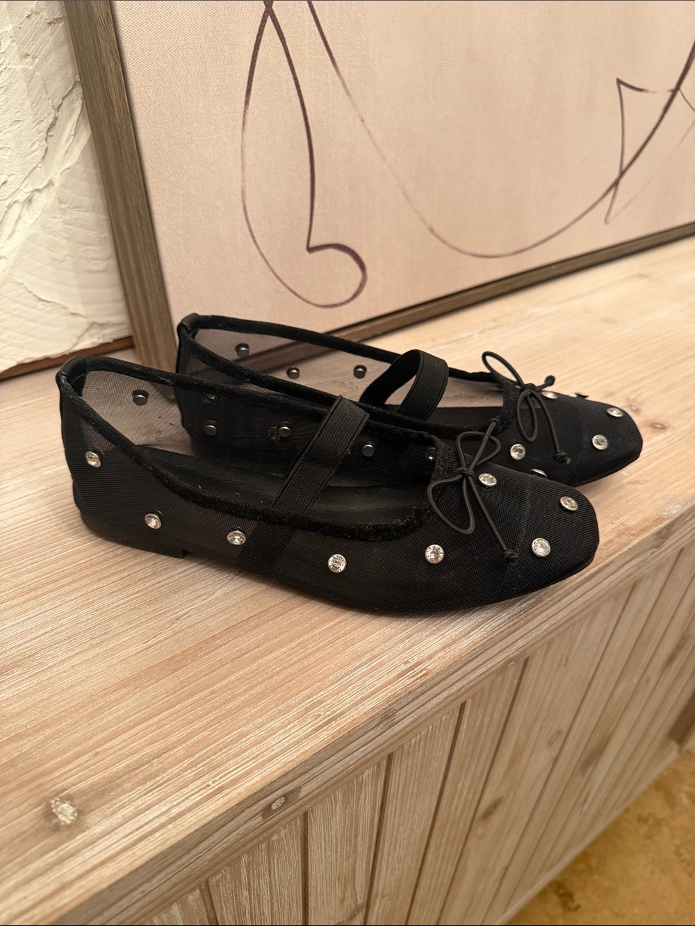 Source Unknown Black Studded Mary Jane Ballet Flats size 36-equivalent to a 6